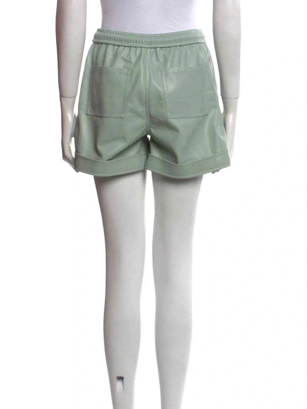 NWT Jonathan Simkhai Sage Green Faux-Leather Drawstring Shorts